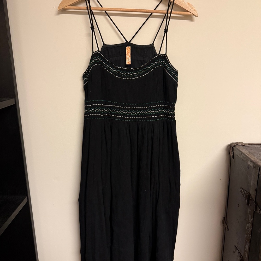 Maeve Anthropologie cotton dress with stitching details and fun straps size S